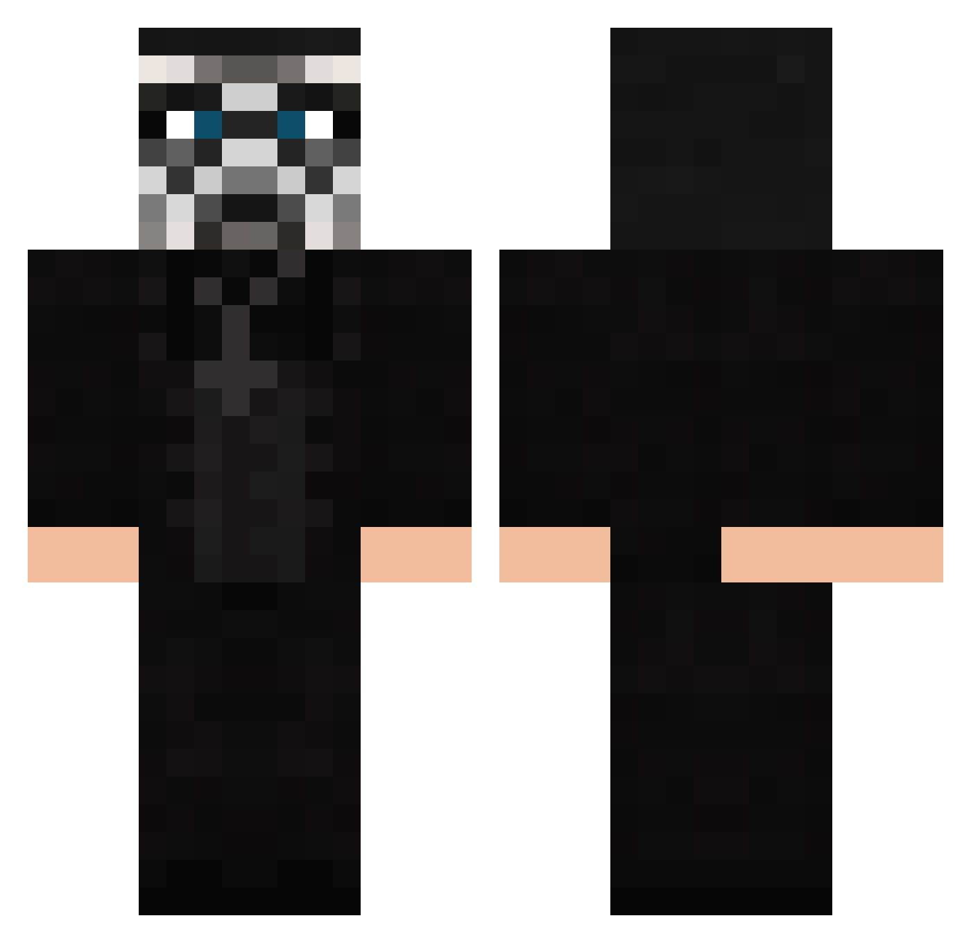 Shamed Minecraft skin, front and back view