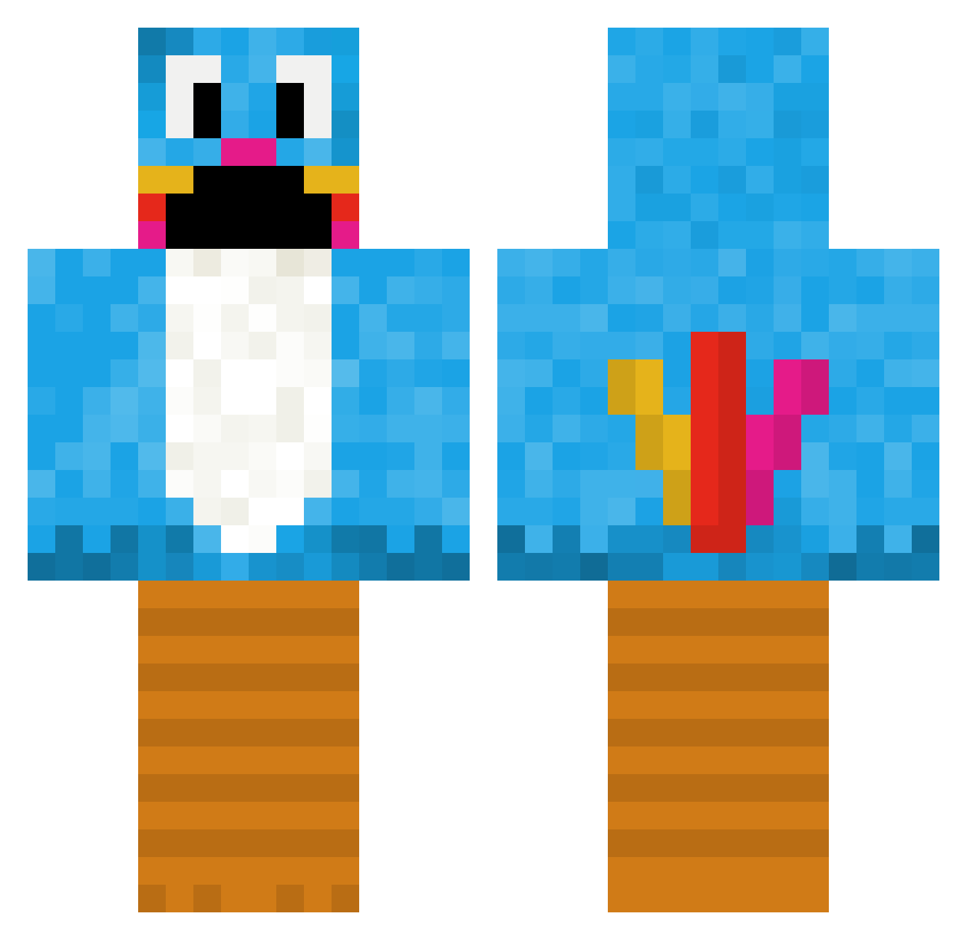 FokinCook Minecraft skin, front and back view