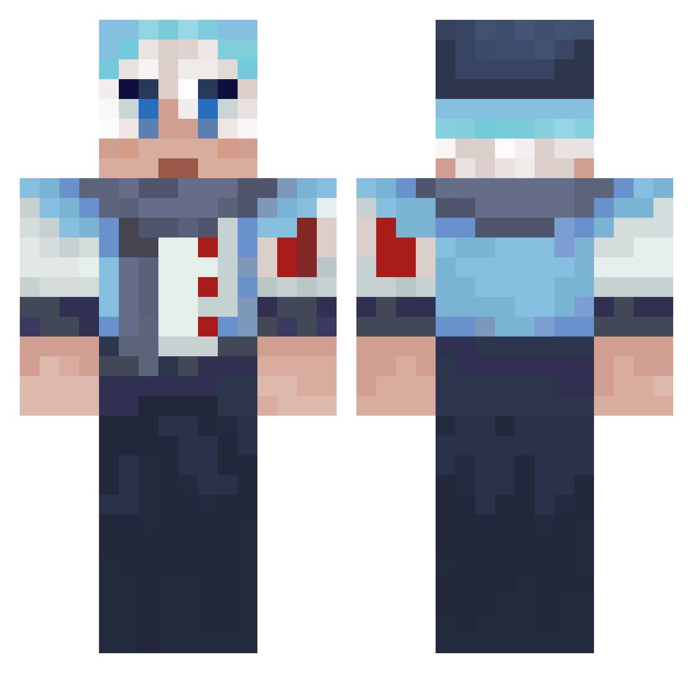 qxrblu Minecraft skin, front and back view