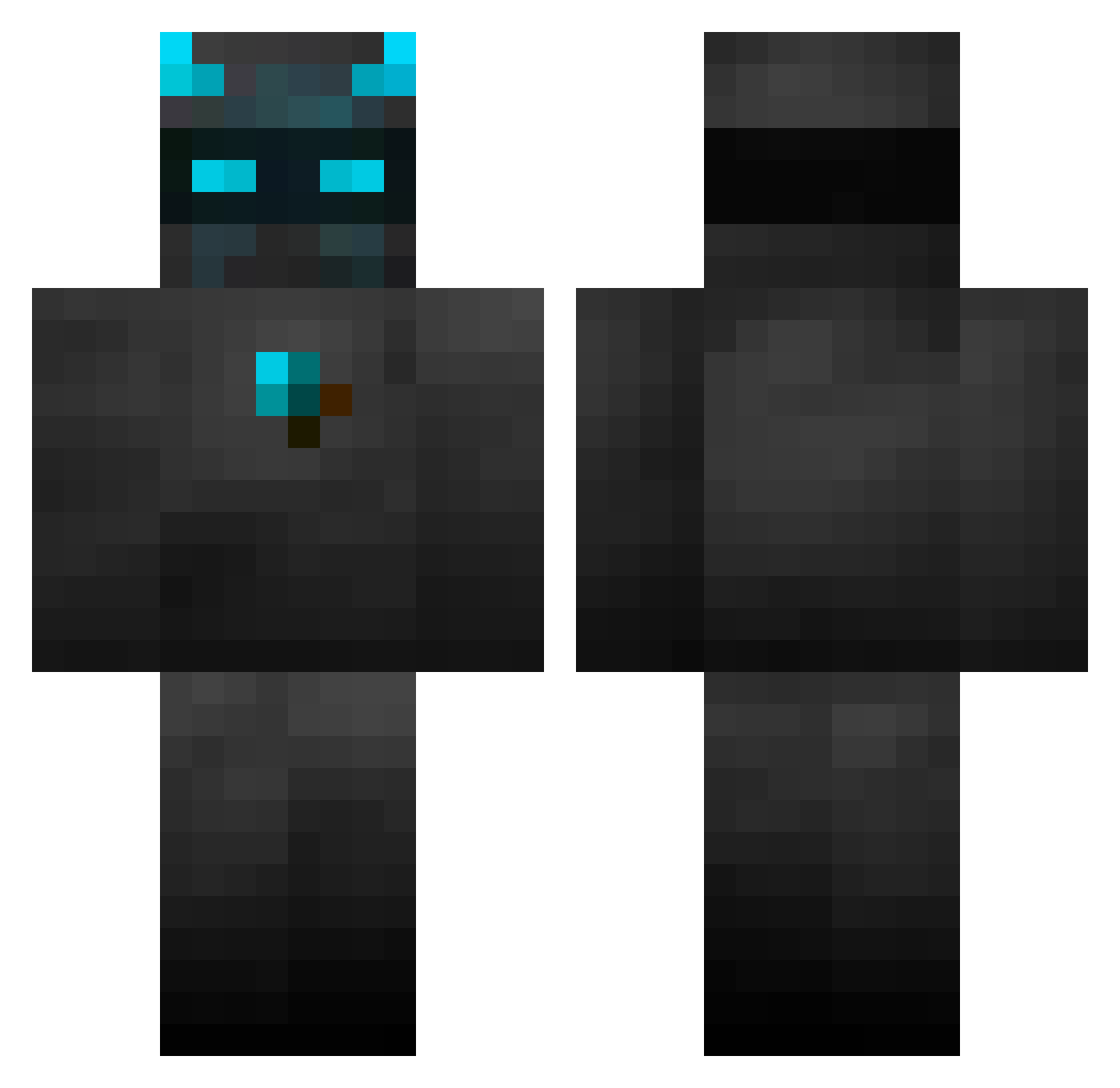 Sysless Minecraft skin, front and back view