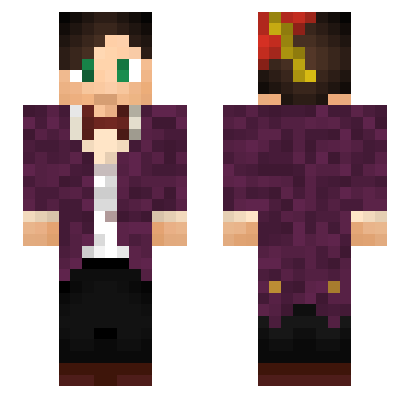 Decriminalize Minecraft skin, front and back view