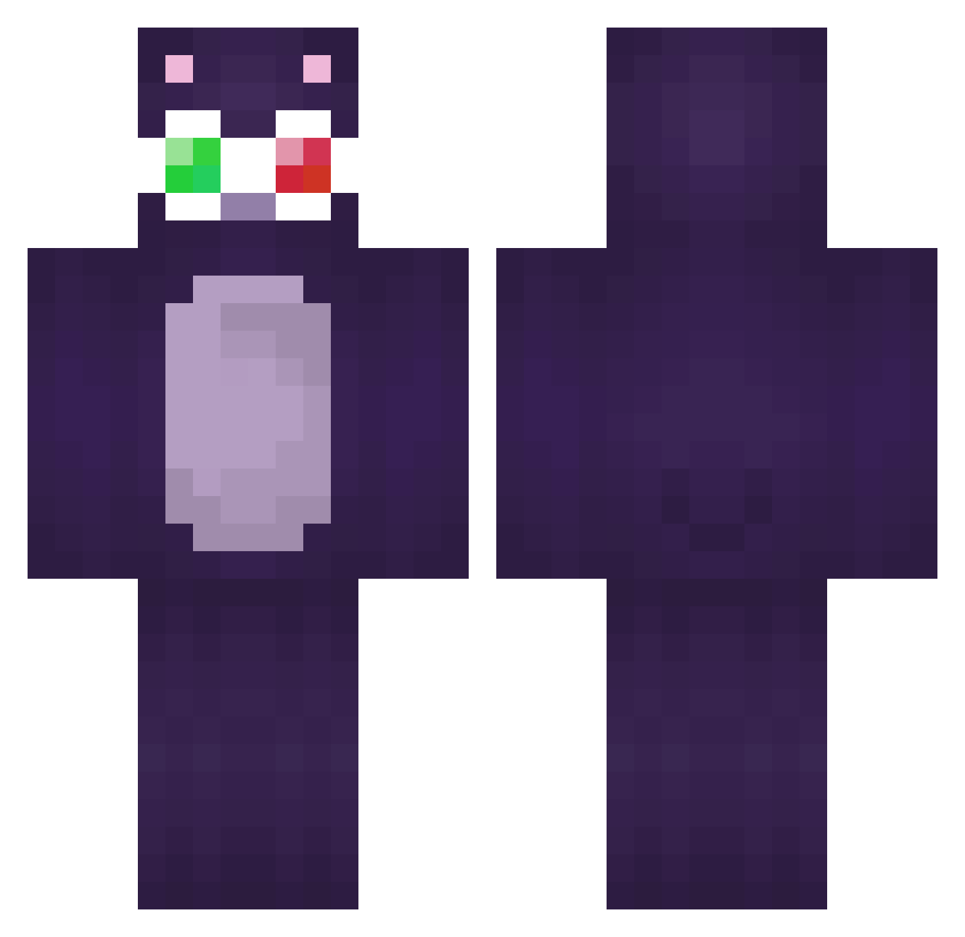 ZartoZz Minecraft skin, front and back view