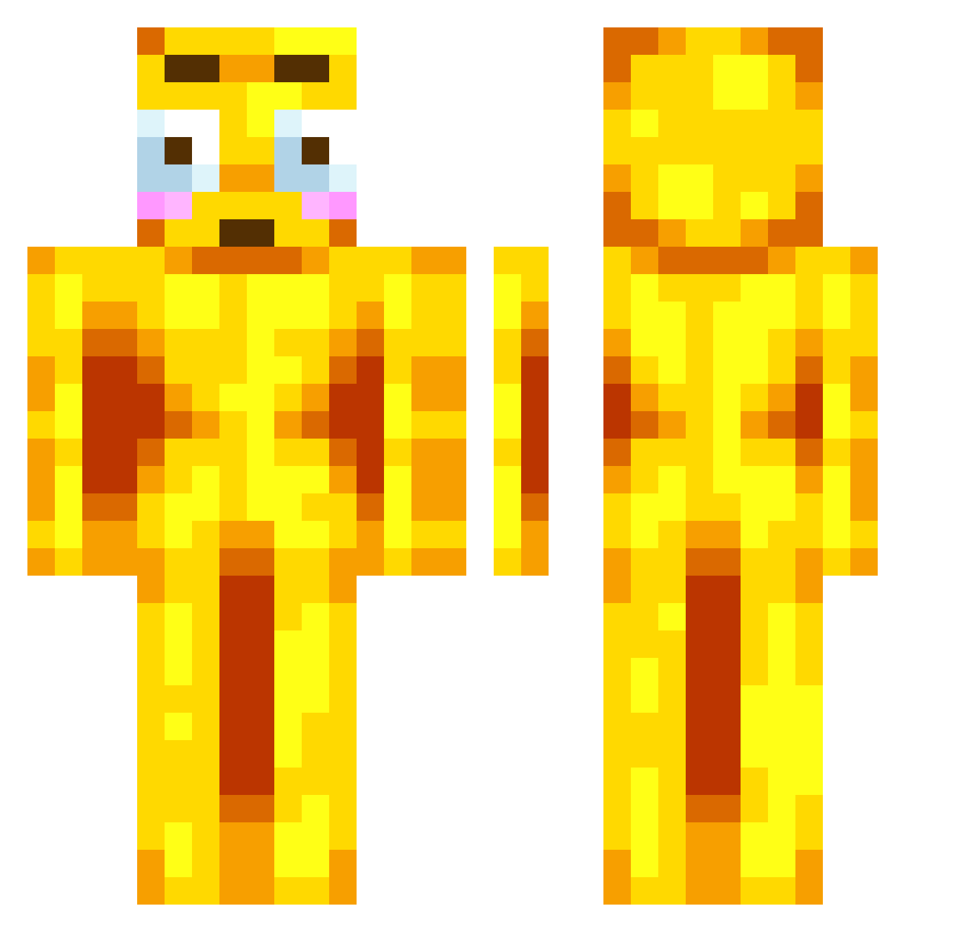 wTaigo Minecraft skin, front and back view