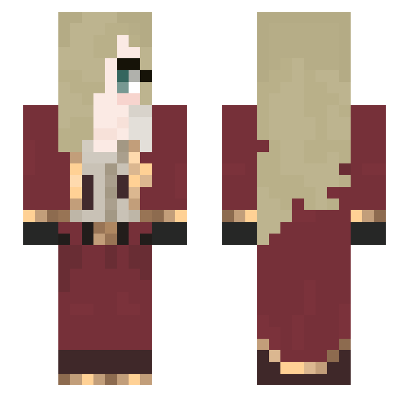 wonaM Minecraft skin, front and back view
