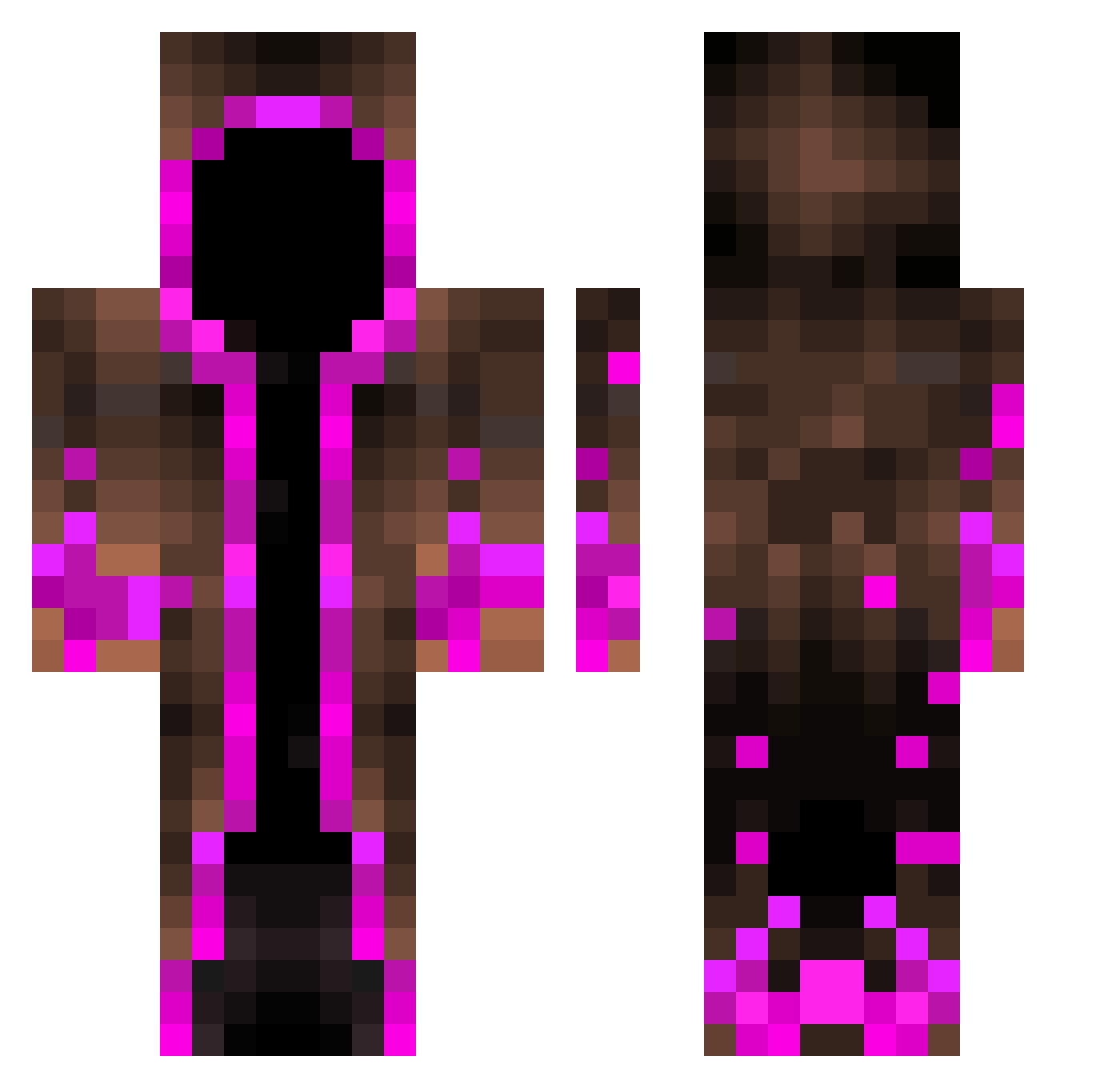 Peggster Minecraft skin, front and back view