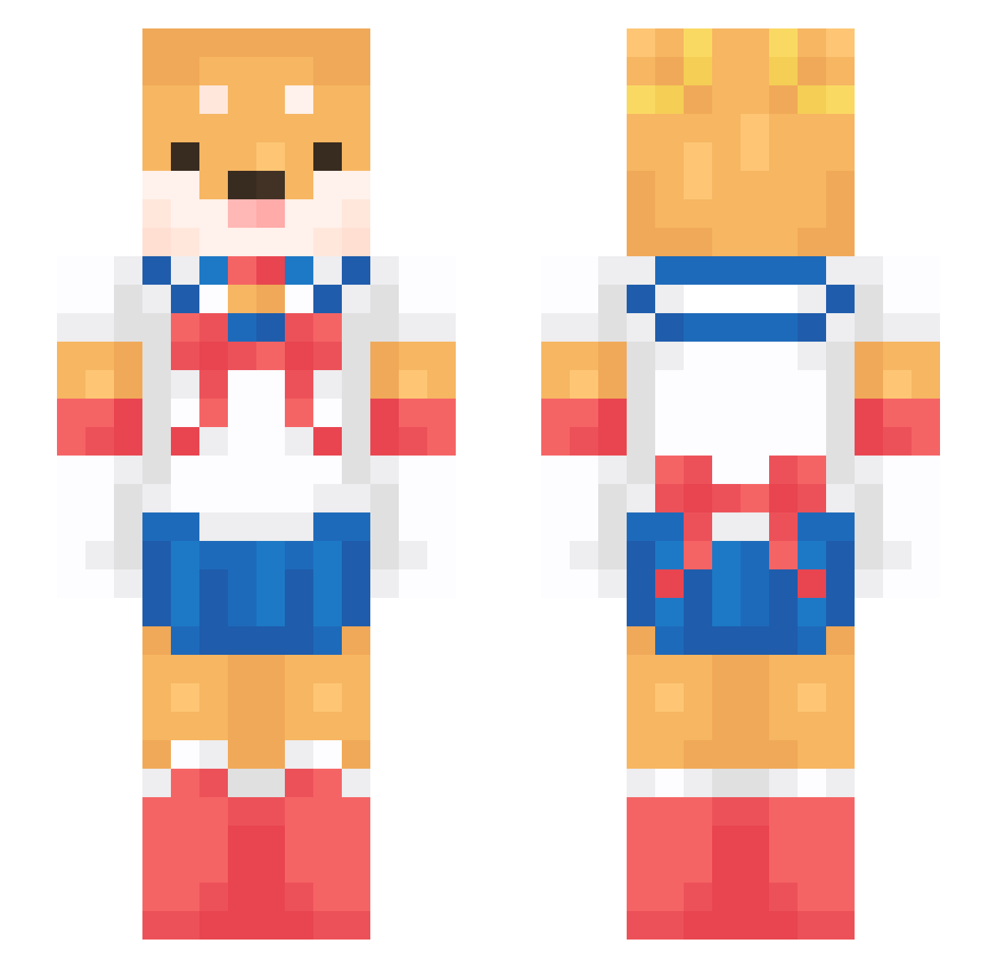 SpitzTheDog Minecraft skin, front and back view