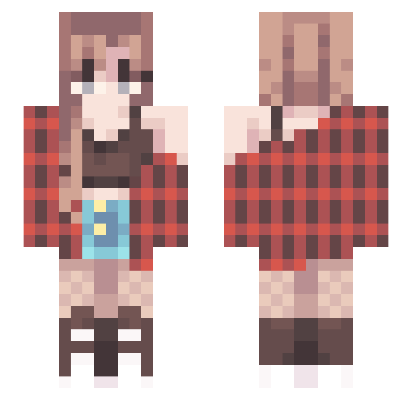 Sockeii Minecraft skin, front and back view