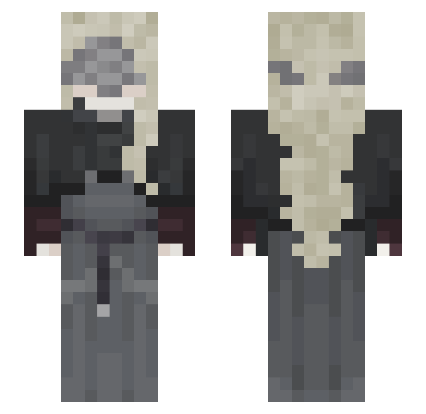 Dethstoc Minecraft skin, front and back view