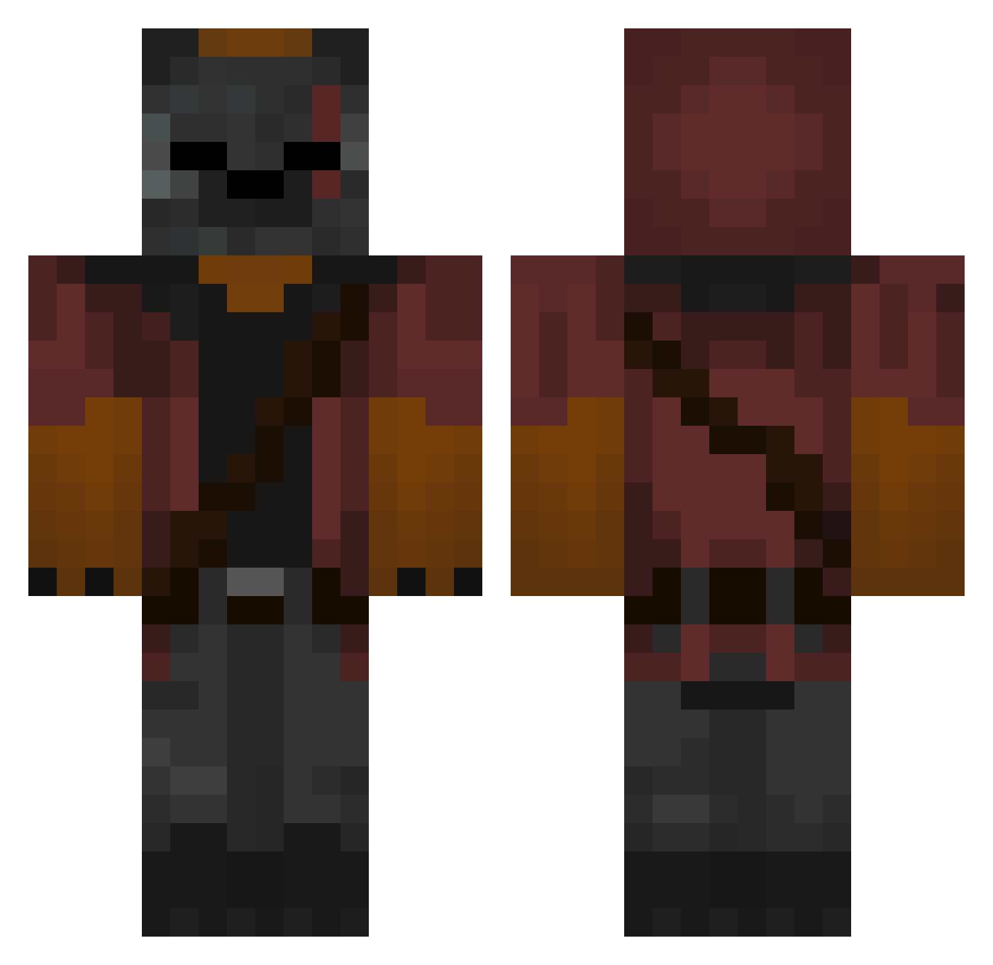 Miidgetman Minecraft skin, front and back view