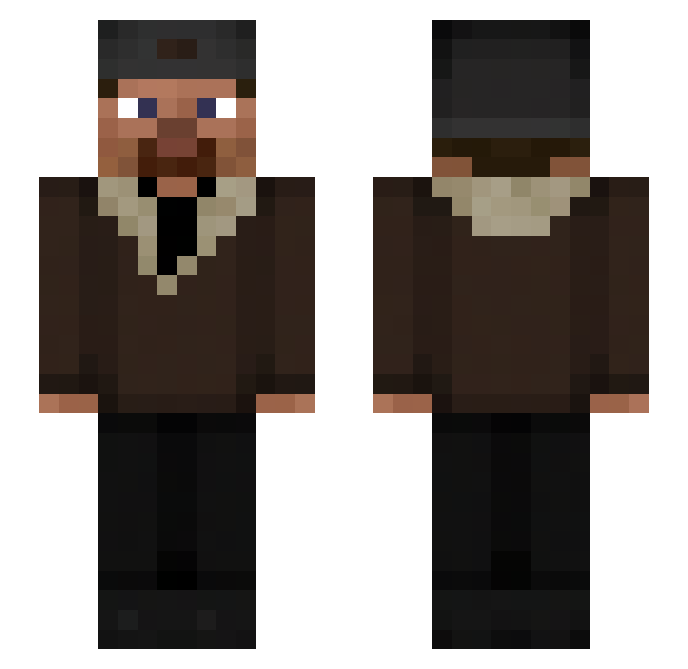 Brunex777 Minecraft skin, front and back view