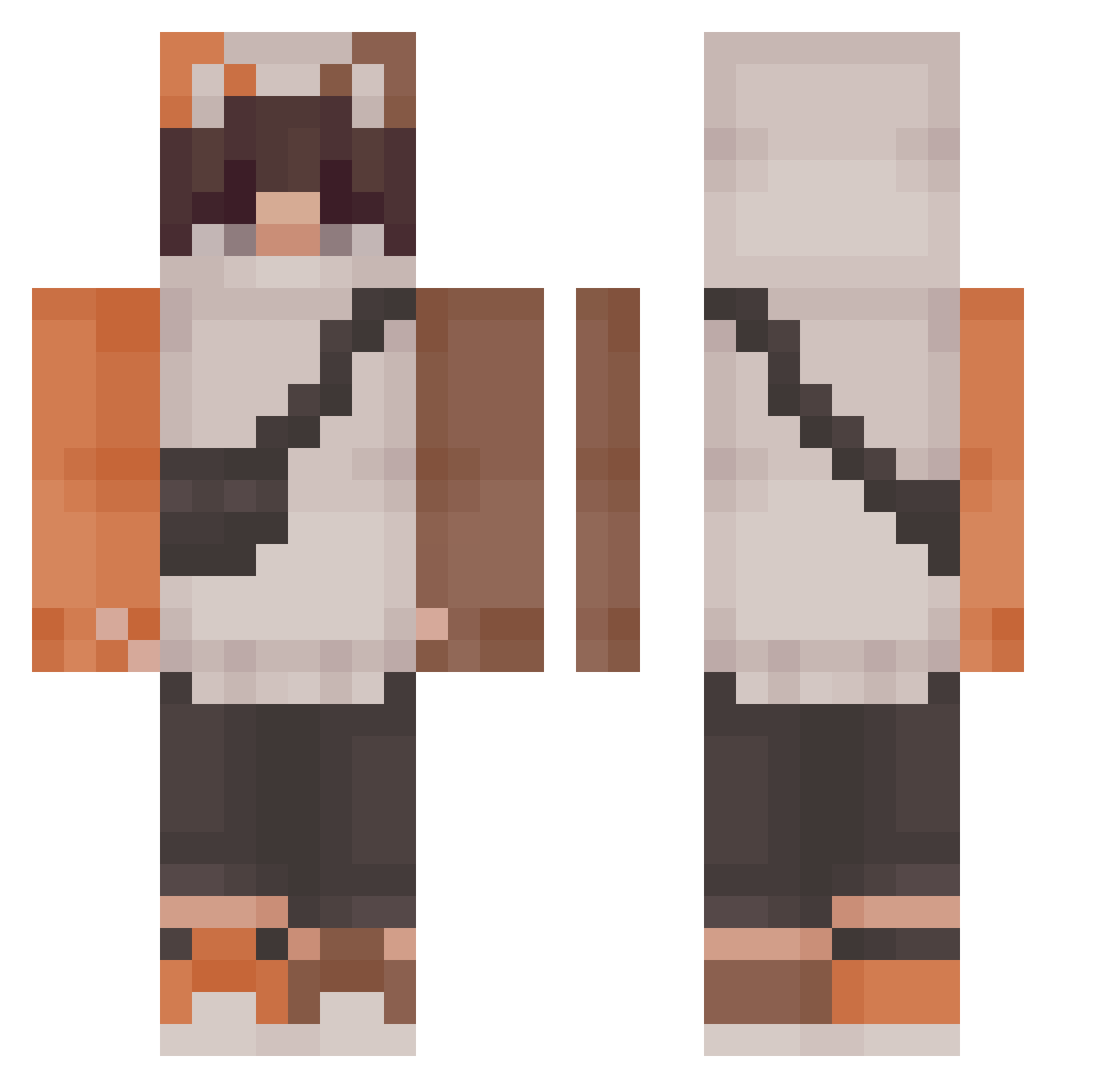 RedPythons Minecraft skin, front and back view