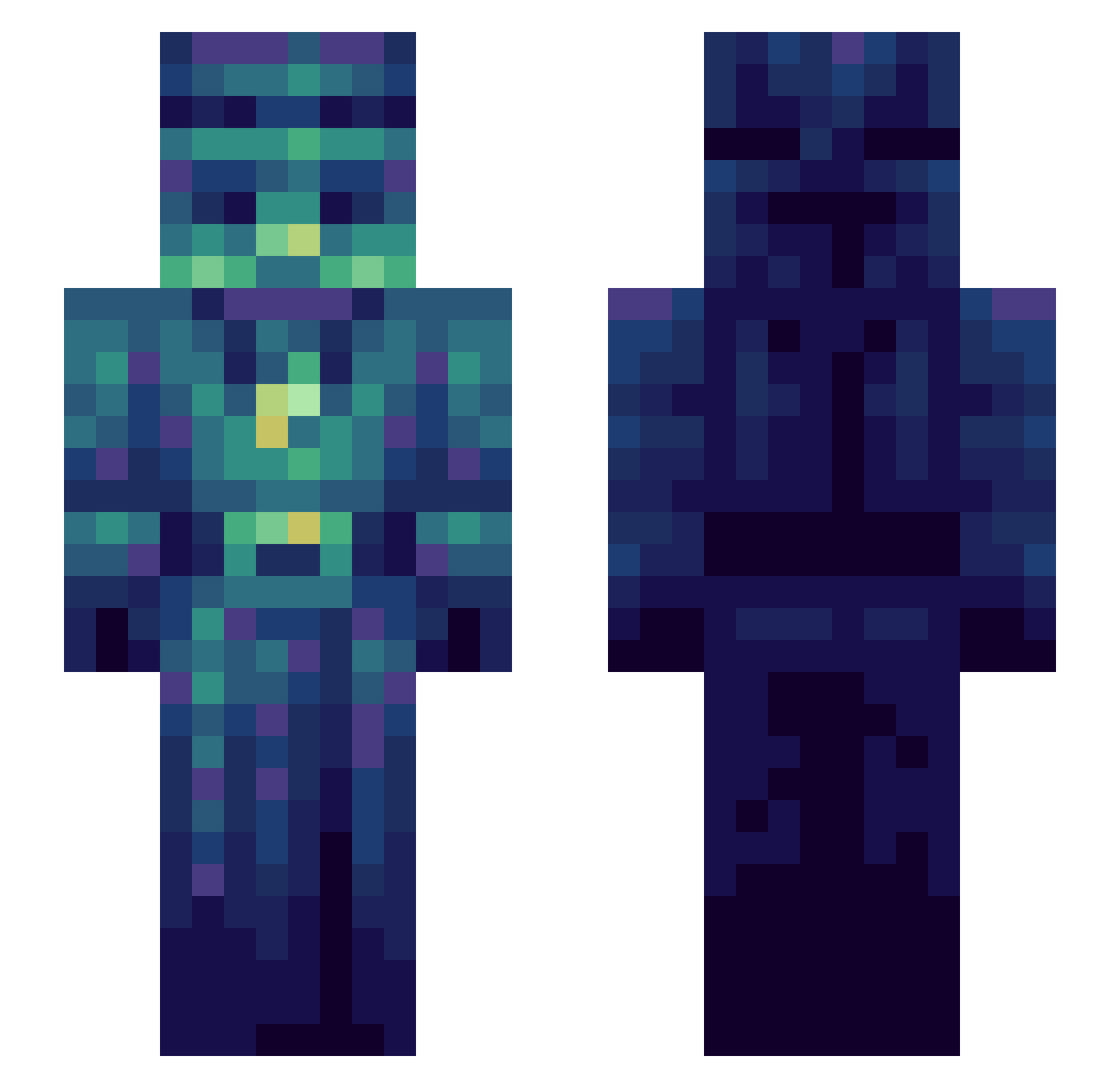 mcileus Minecraft skin, front and back view