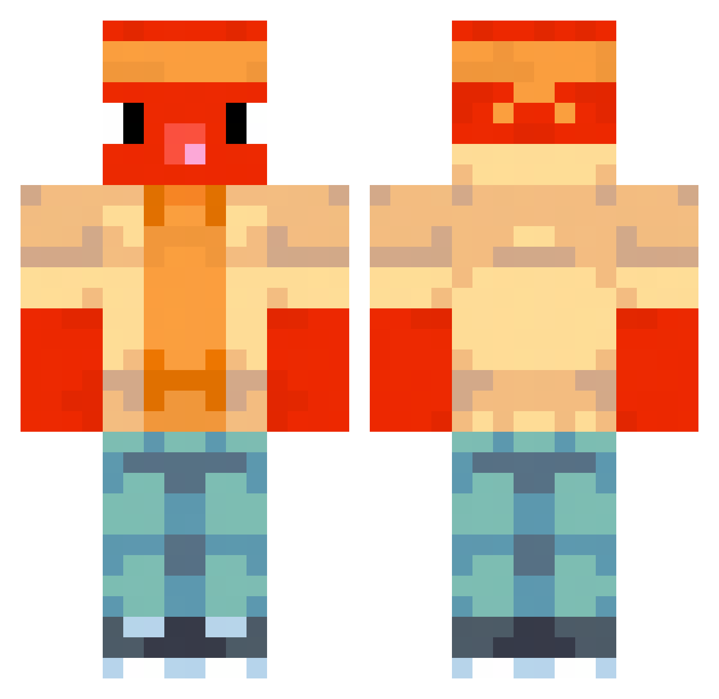 RedFih Minecraft skin, front and back view