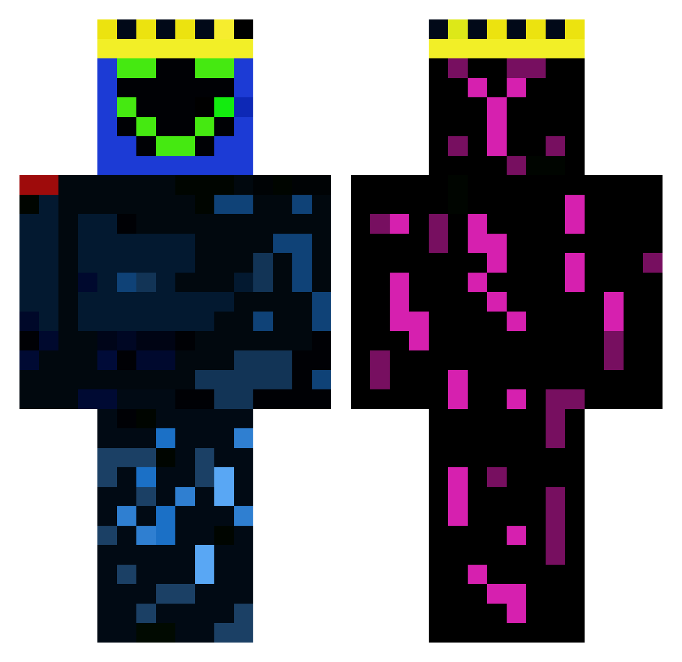 wurstl Minecraft skin, front and back view
