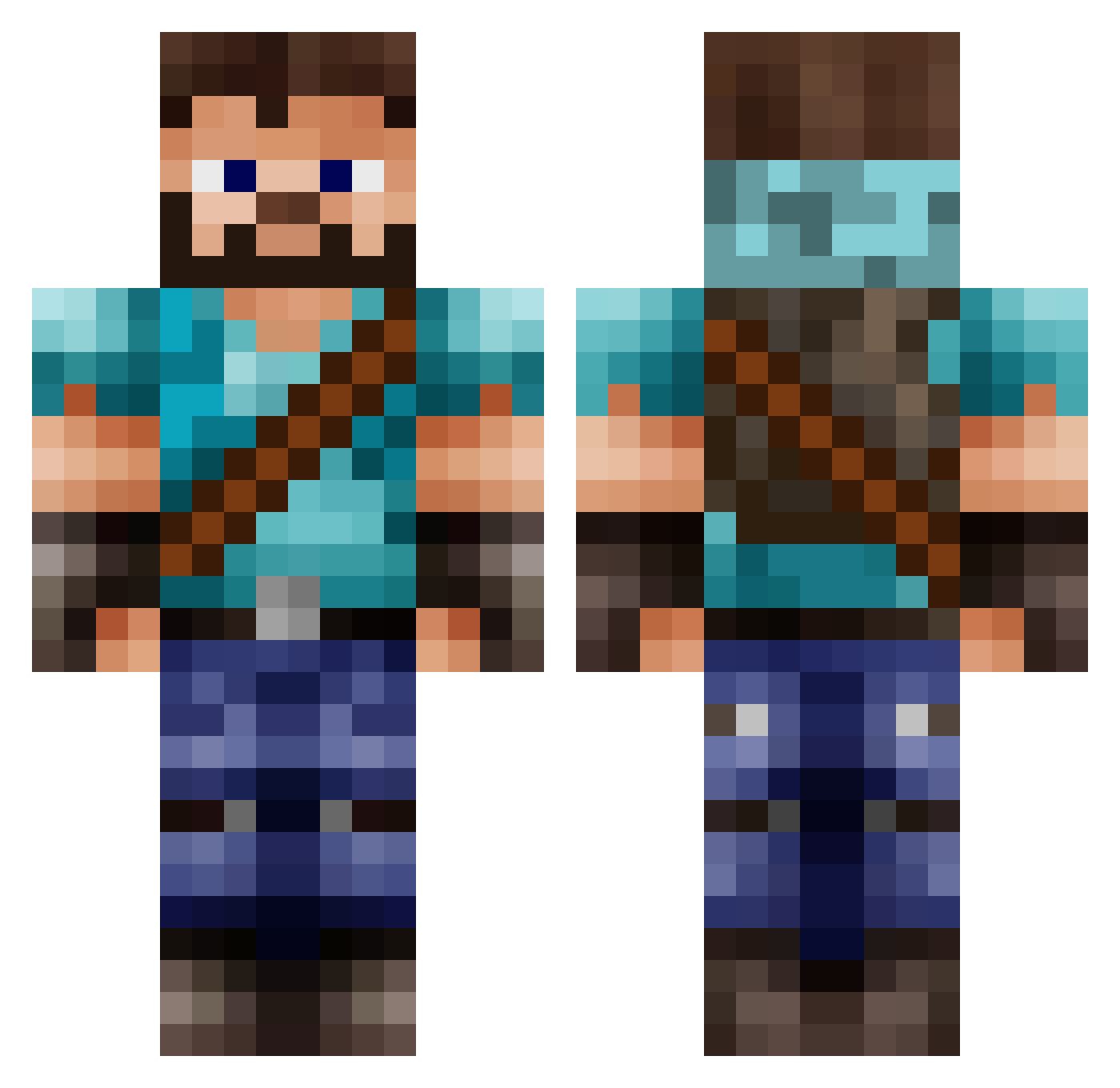 Trafer Minecraft skin, front and back view