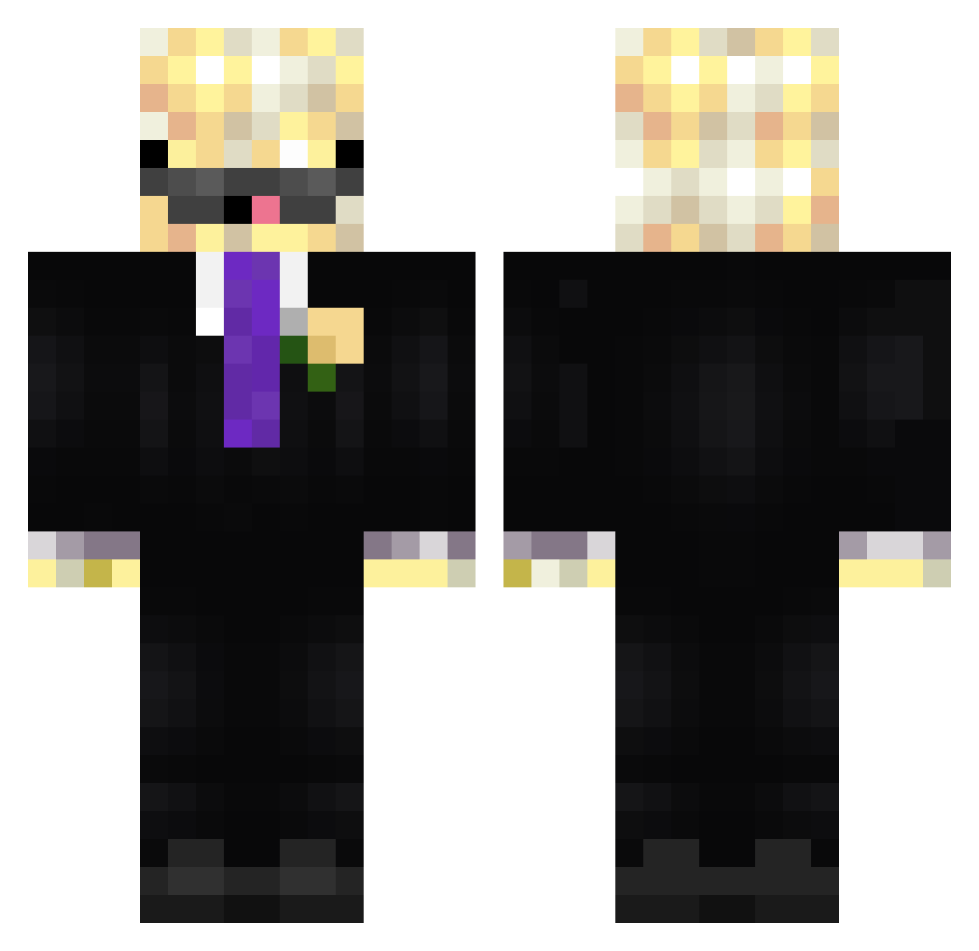 vPopcorn Minecraft skin, front and back view