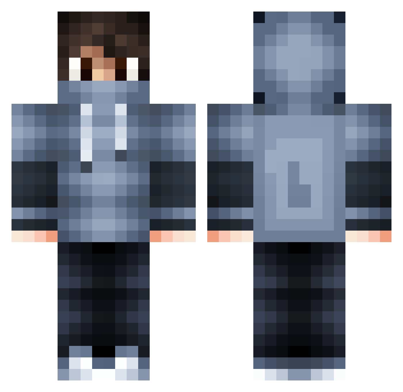 TrueTime Minecraft skin, front and back view