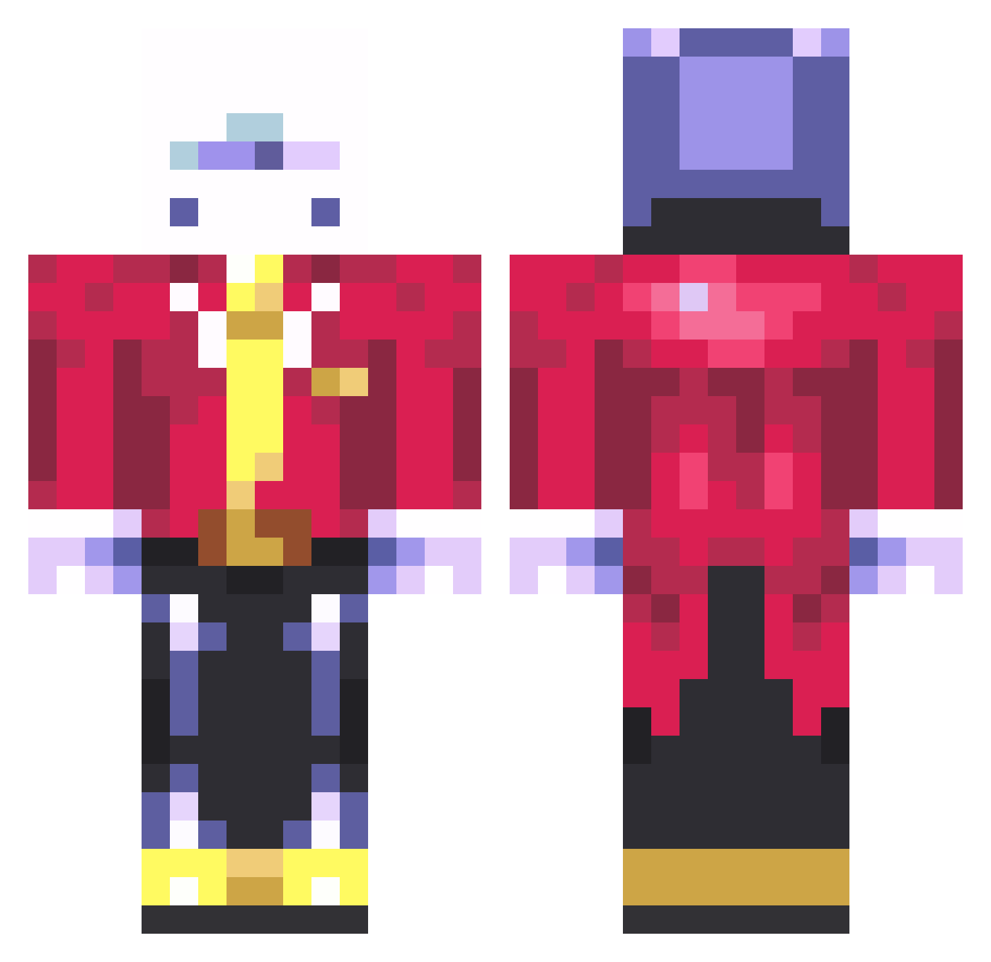 TEVE01 Minecraft skin, front and back view