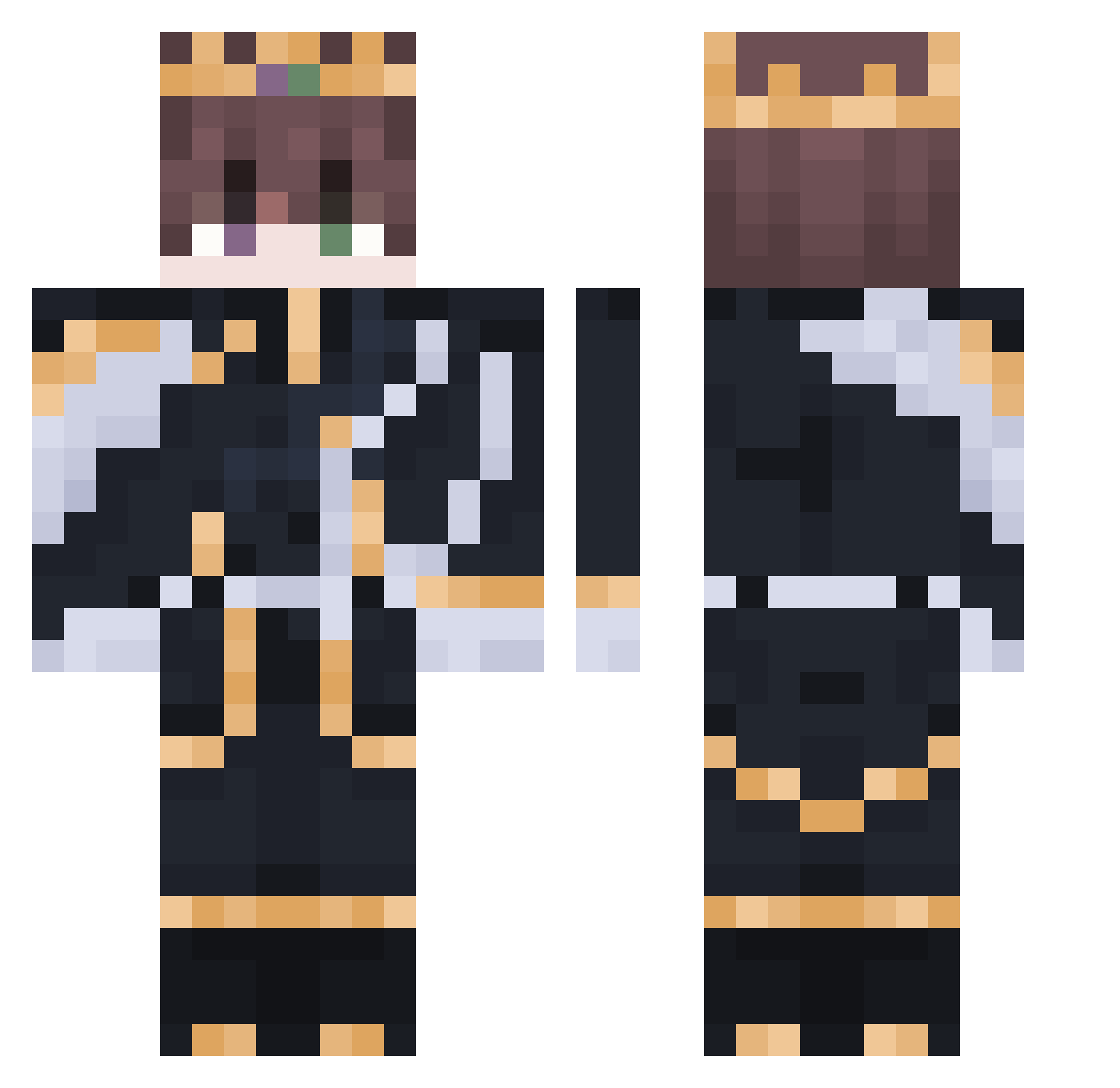 Lukzing Minecraft skin, front and back view