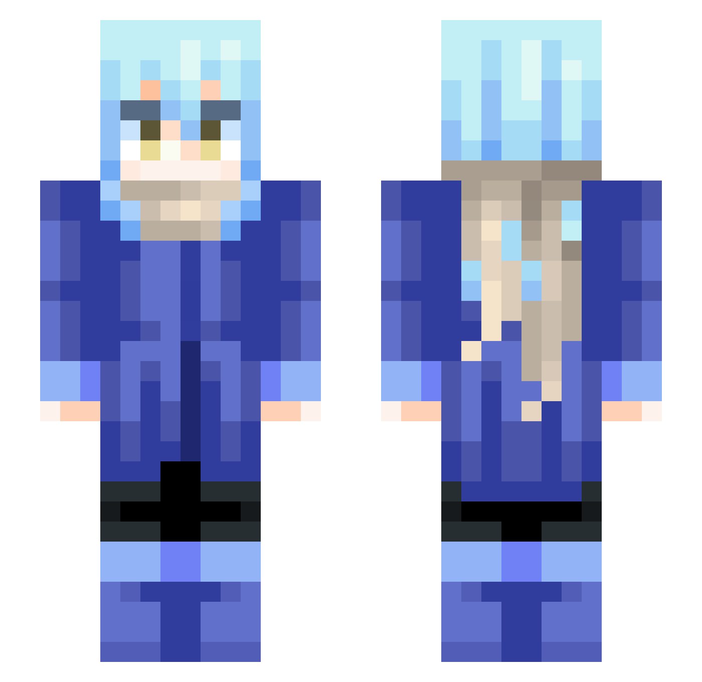 Squ1dL0rd Minecraft skin, front and back view