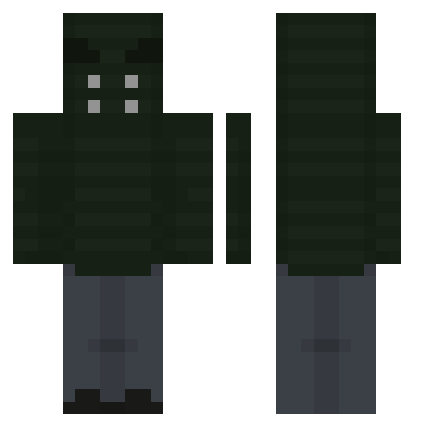Doovid0 Minecraft skin, front and back view