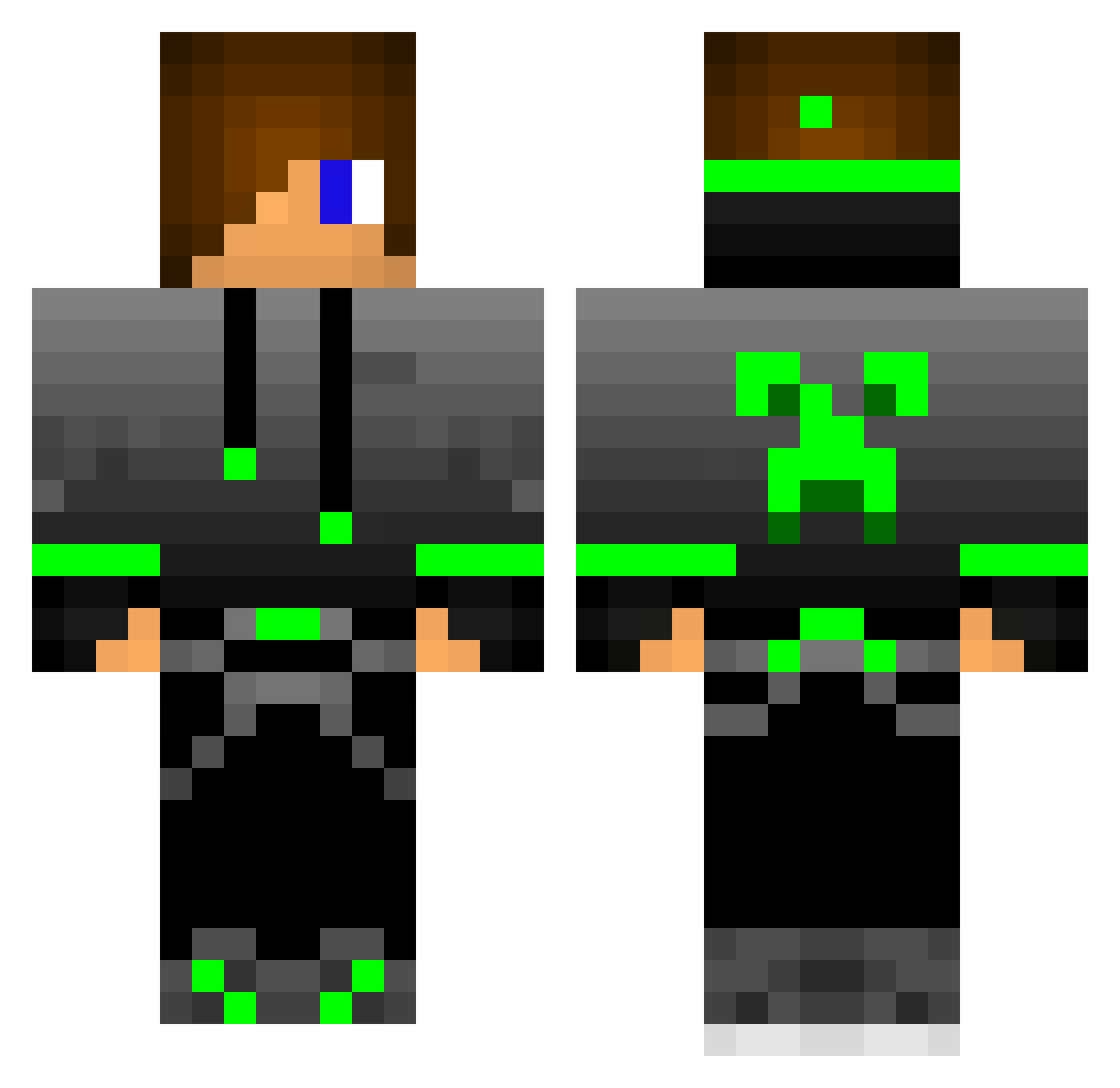 atingle Minecraft skin, front and back view