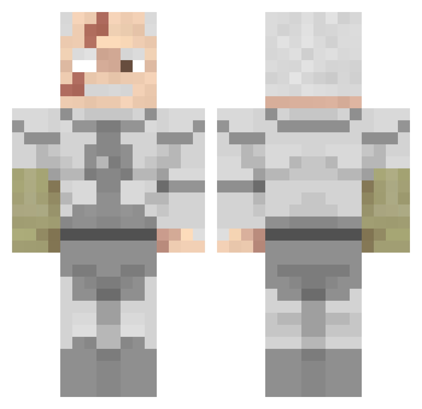 Glitched66 Minecraft skin, front and back view