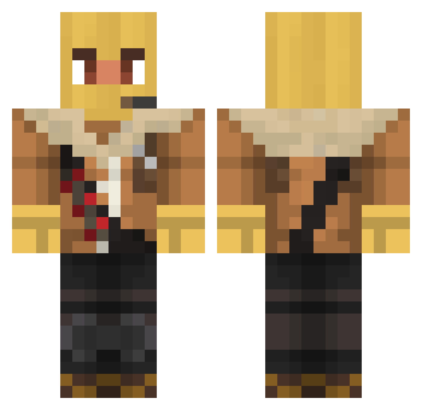 PizzaStickz Minecraft skin, front and back view