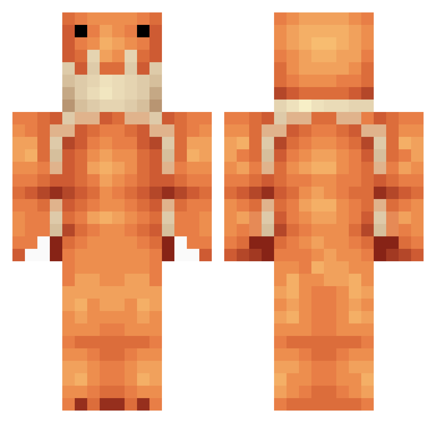 yabbie Minecraft skin, front and back view