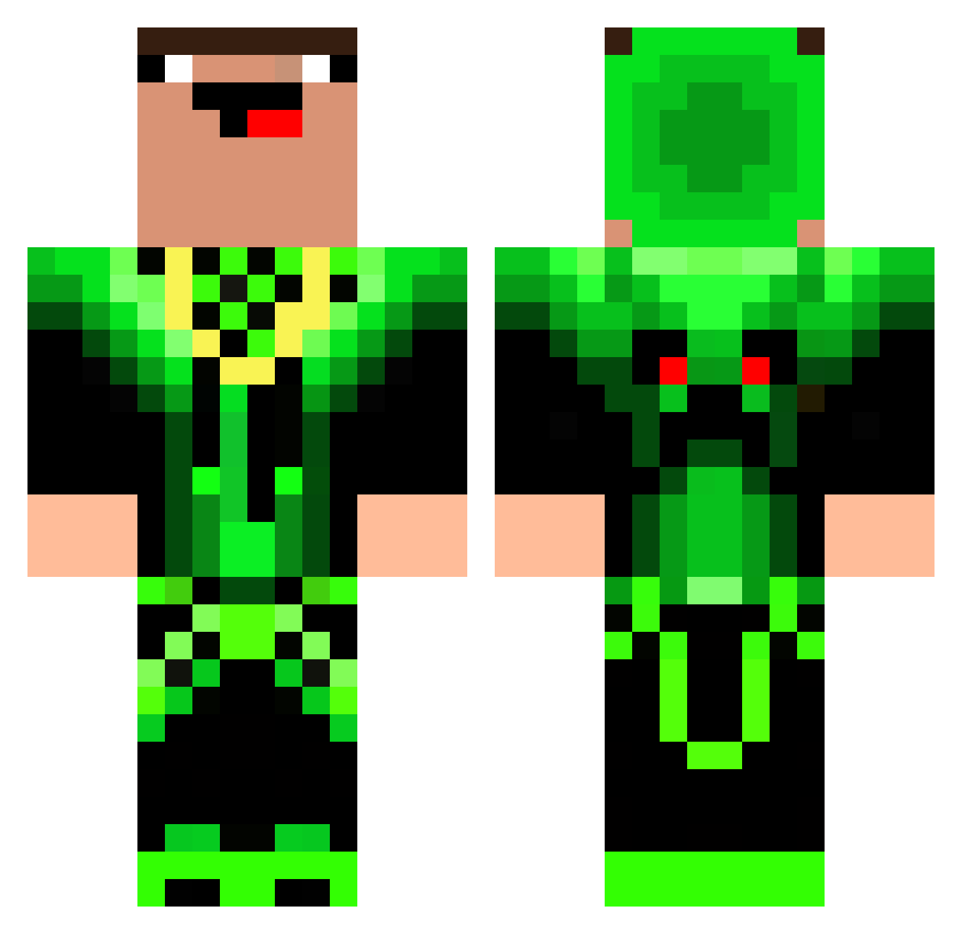 DarkSness Minecraft skin, front and back view