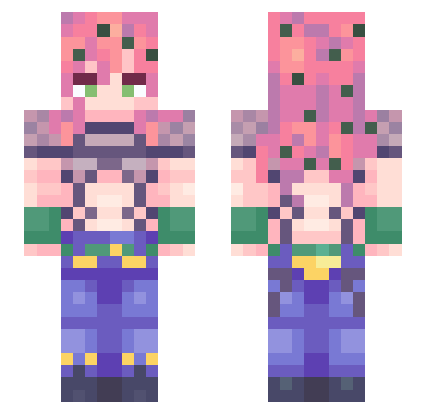 PugtatoMaster Minecraft skin, front and back view