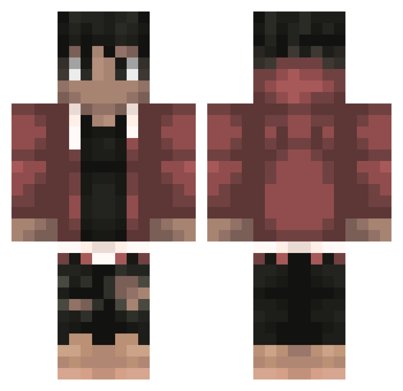 Sansbeeprime Minecraft skin, front and back view