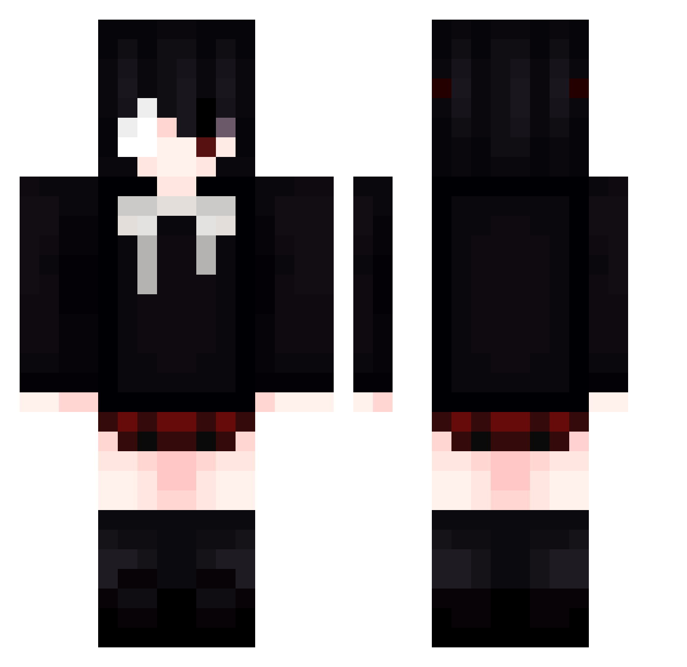 Yelna17 Minecraft skin, front and back view
