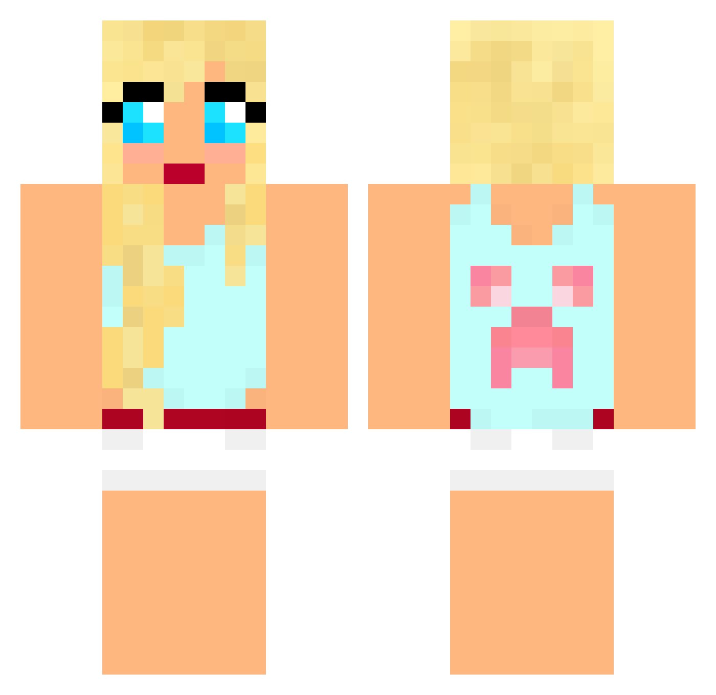 Zincify Minecraft skin, front and back view