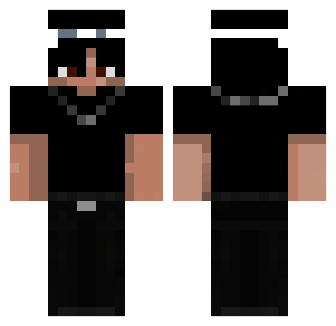 Vxraz Minecraft skin, front and back view