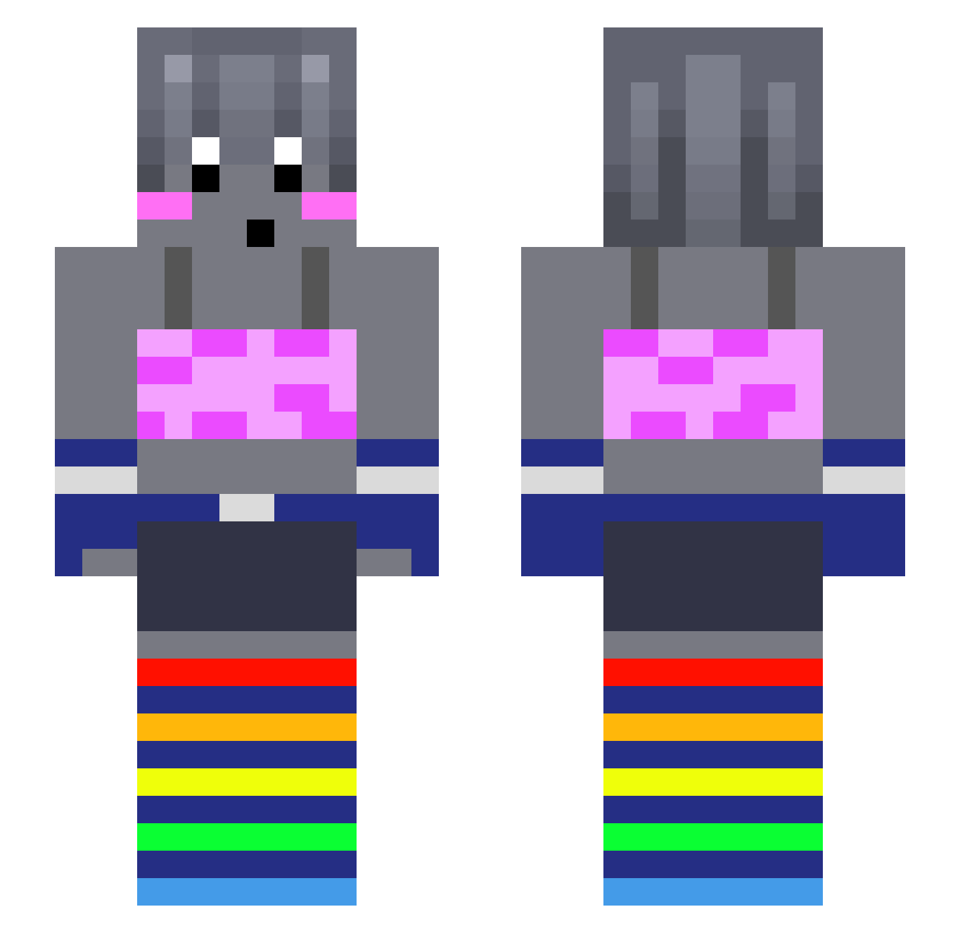 HTPmp3 Minecraft skin, front and back view