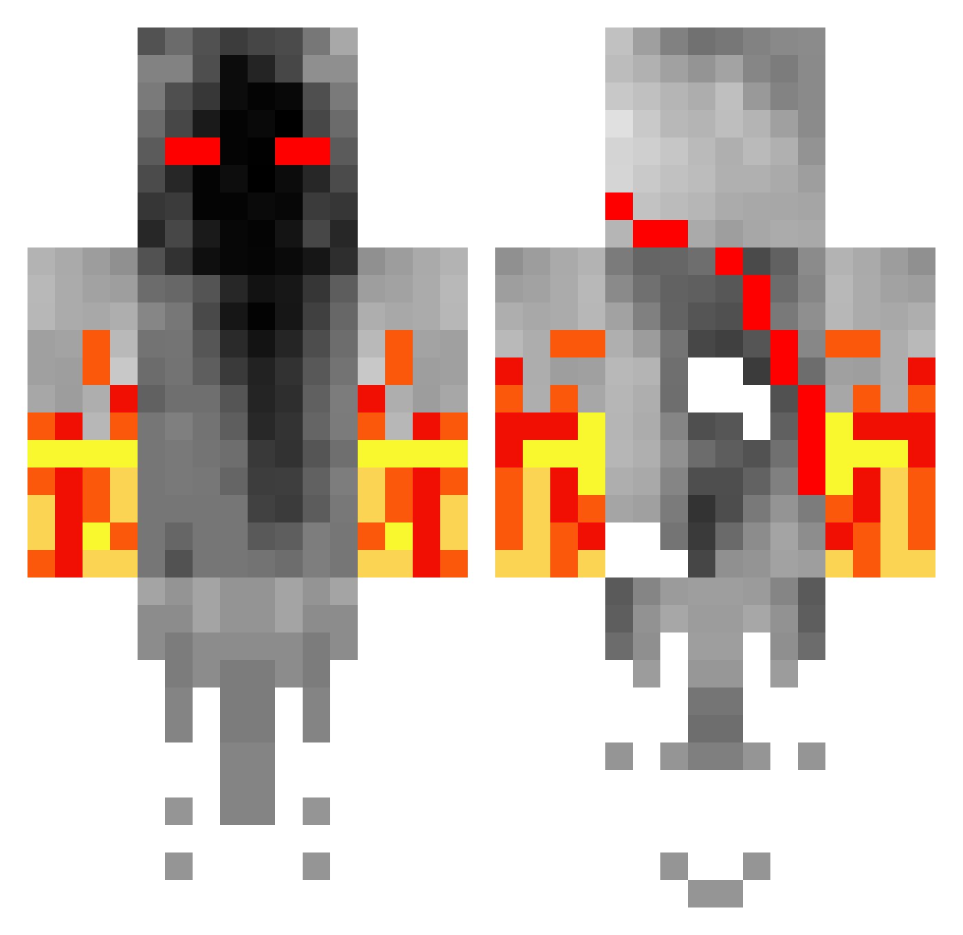derailer Minecraft skin, front and back view