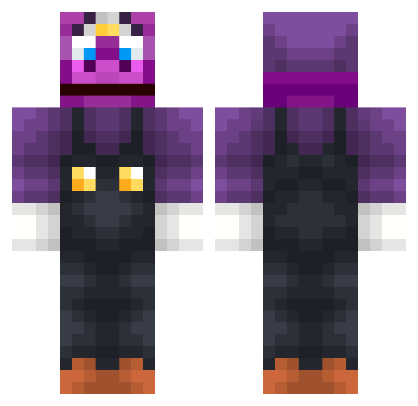 Wahippo Minecraft skin, front and back view