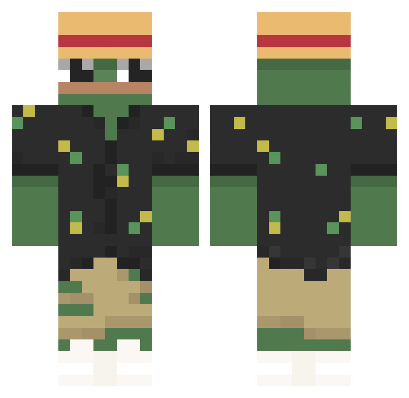 SugarWaffels Minecraft skin, front and back view