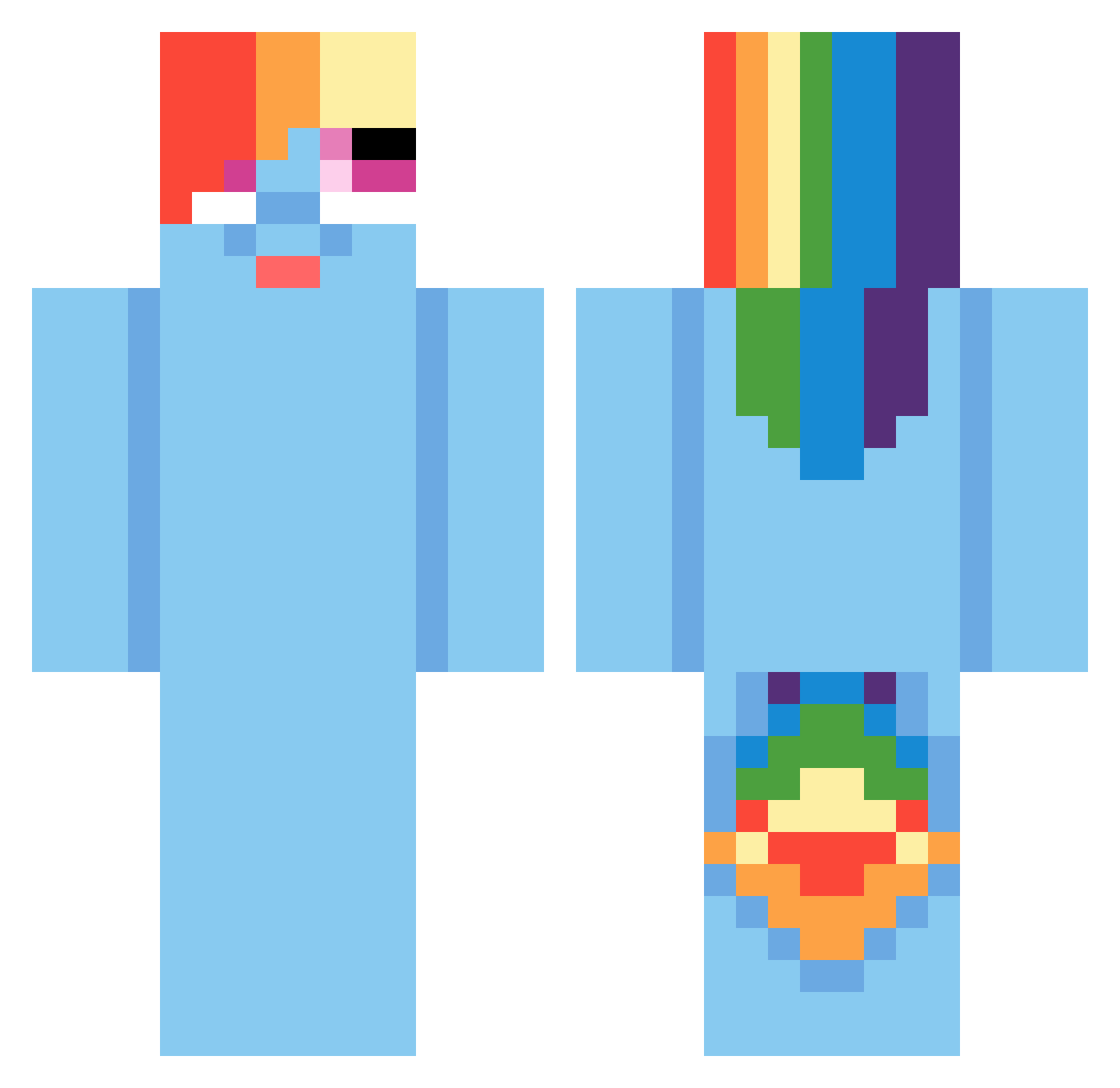 Splendiferous Minecraft skin, front and back view
