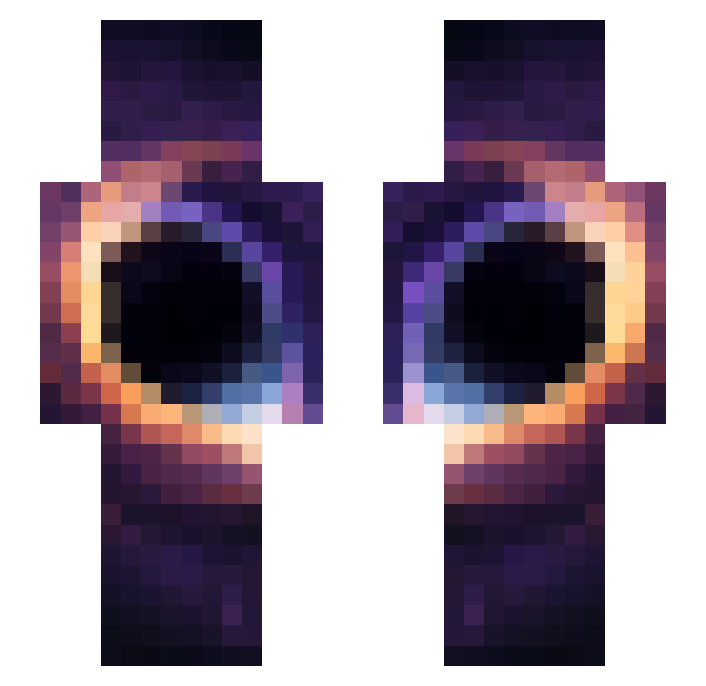 Cosxms Minecraft skin, front and back view