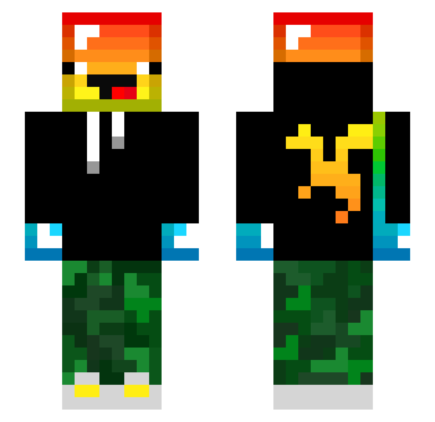 WarriorzGamer Minecraft skin, front and back view