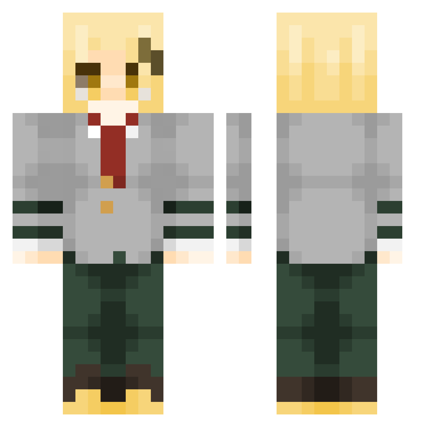 FluffyIsMyFriend Minecraft skin, front and back view