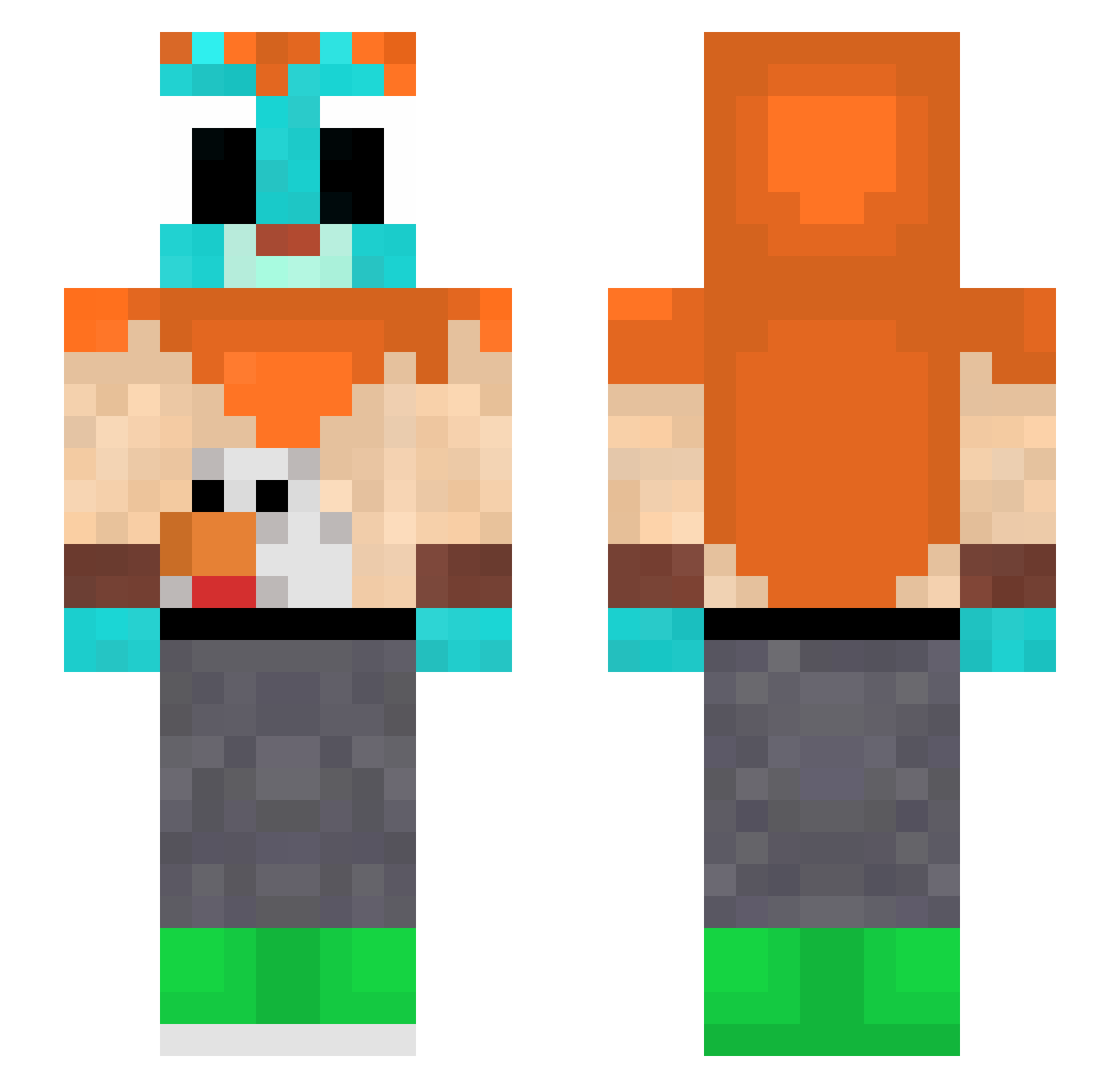 ichbintool Minecraft skin, front and back view
