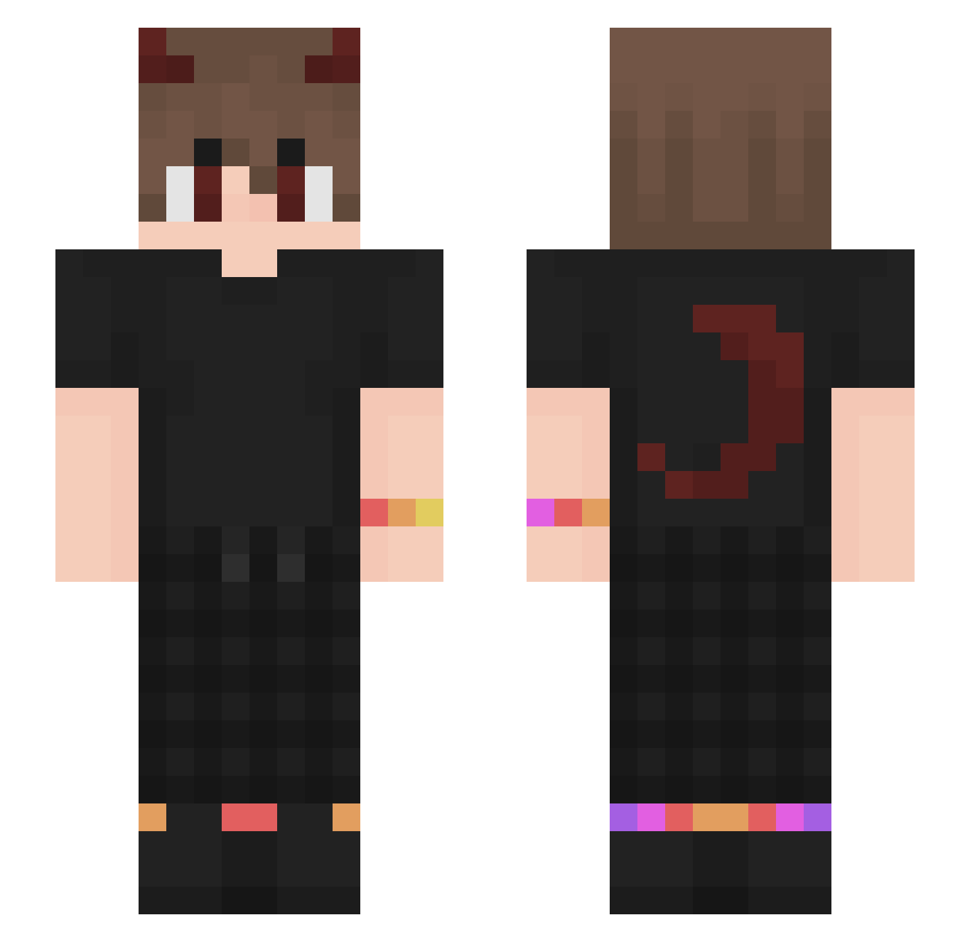 Twelw Minecraft skin, front and back view
