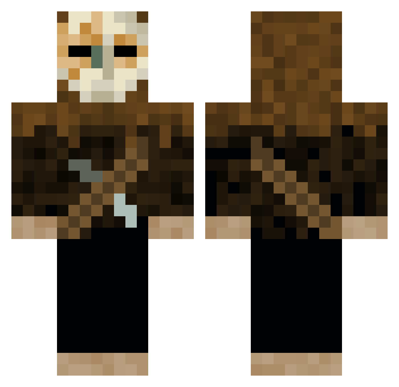 ThunderAid Minecraft skin, front and back view