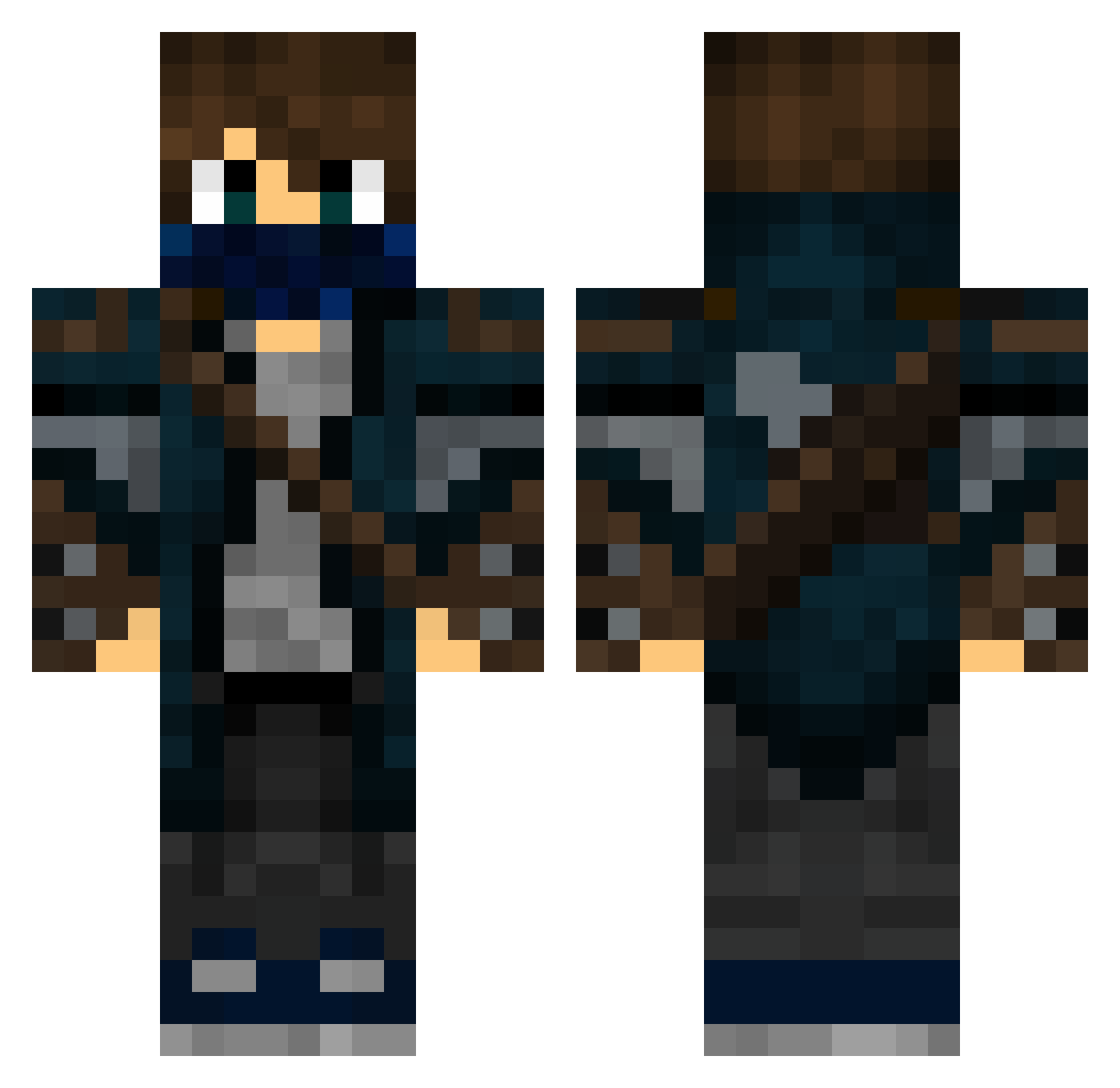 WARtonomi Minecraft skin, front and back view