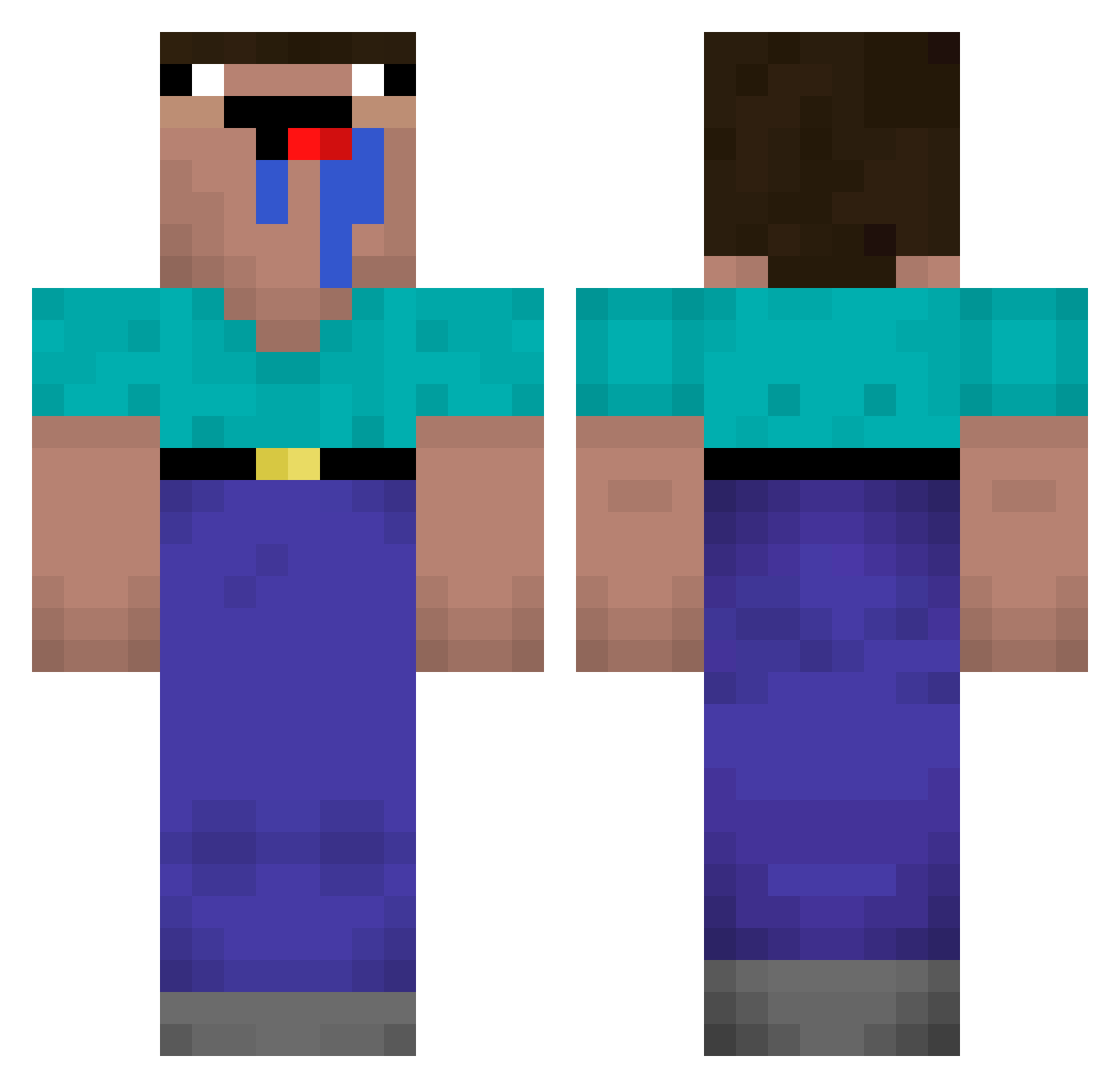 Hxx0n Minecraft skin, front and back view