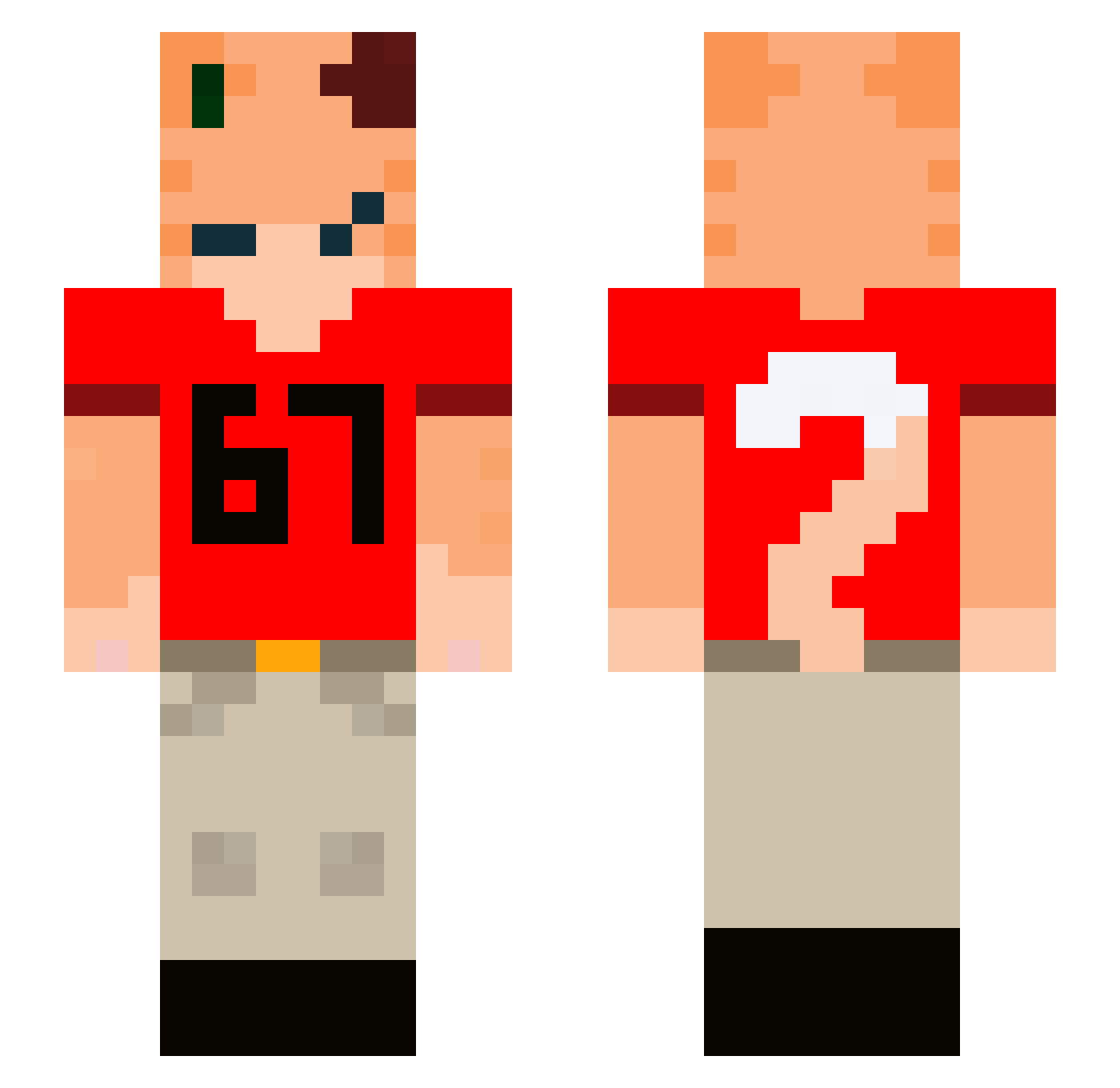skeuo Minecraft skin, front and back view