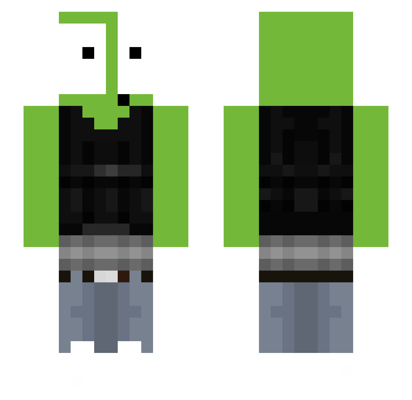 PalyinGAME_Zero Minecraft skin, front and back view